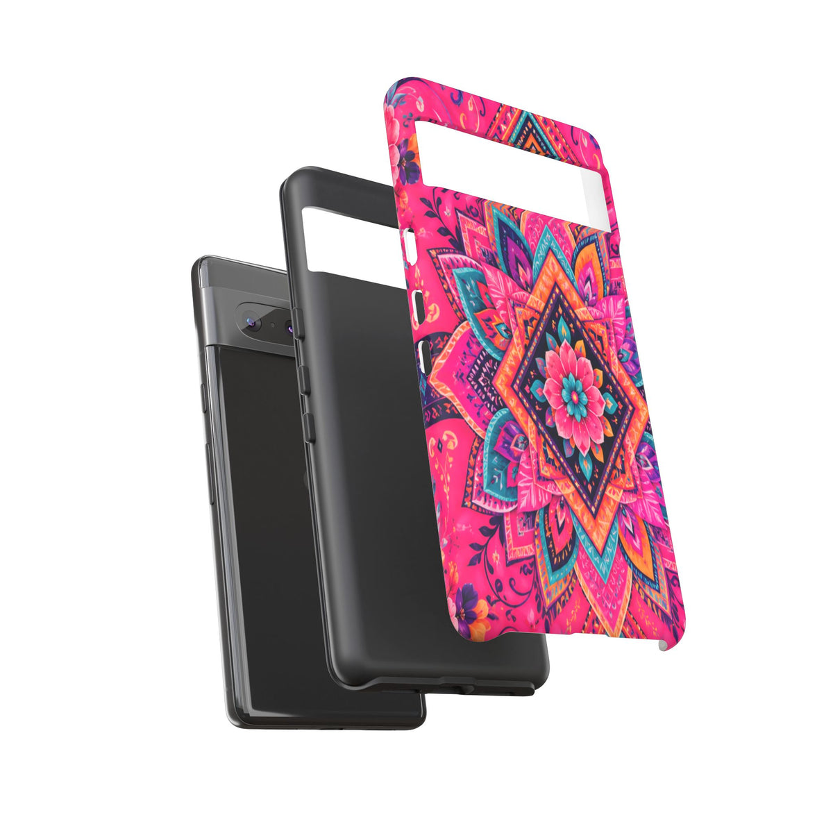 Floral Mandala Tough Phone Case — Pink Boho Protective Cover