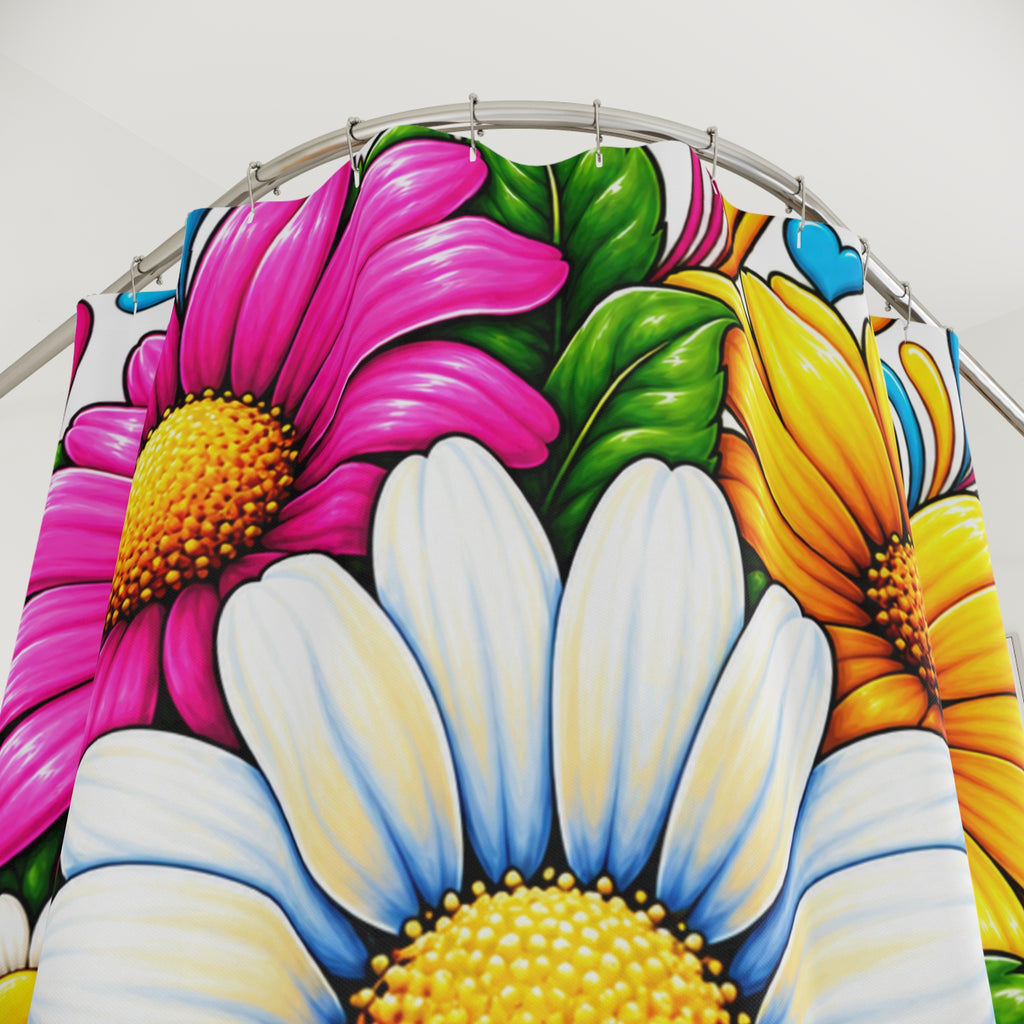 Daisy Bloom Shower Curtain — Bright Floral Bathroom Decor