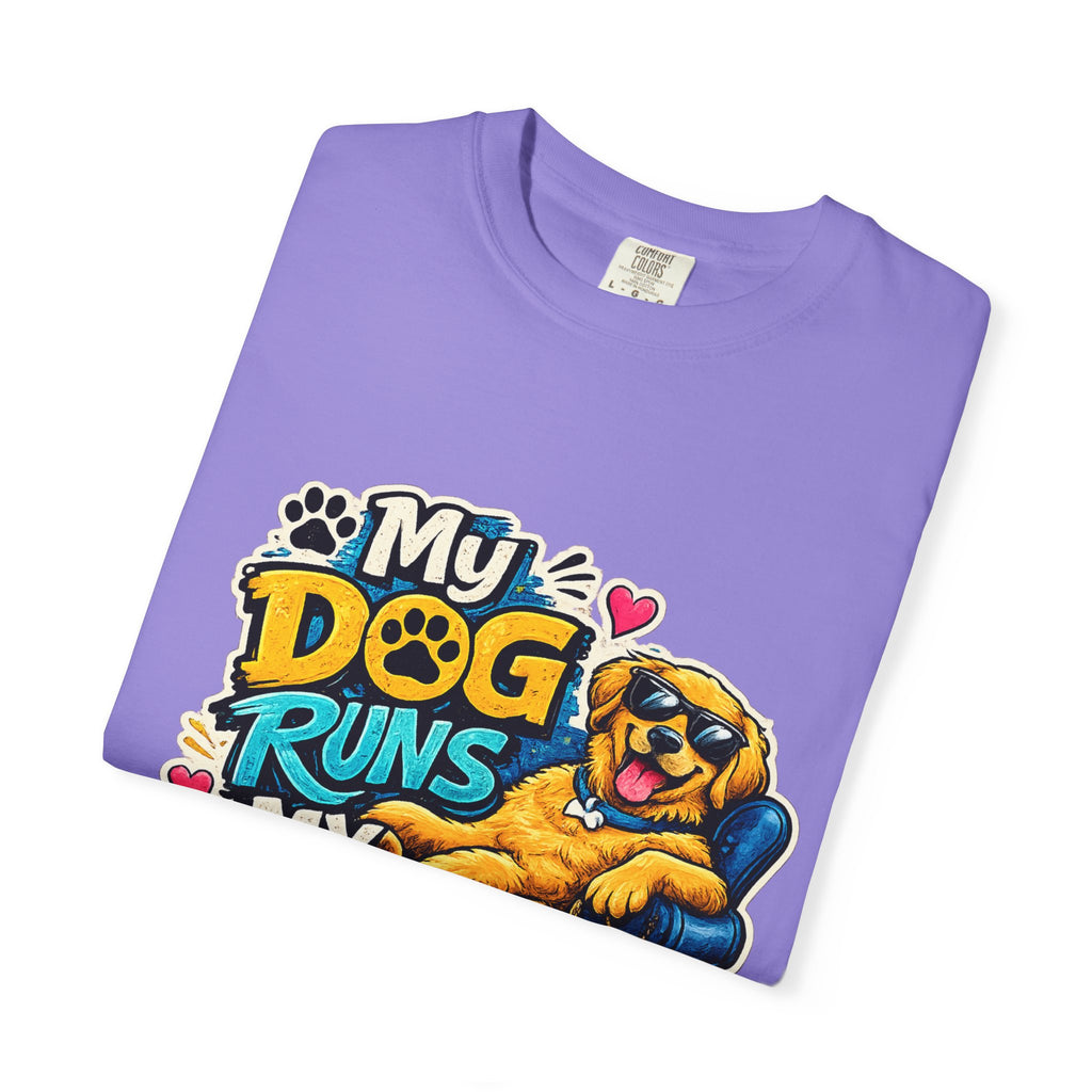 My Dog Runs My Life T-shirt | Funny Dog Lover Tee