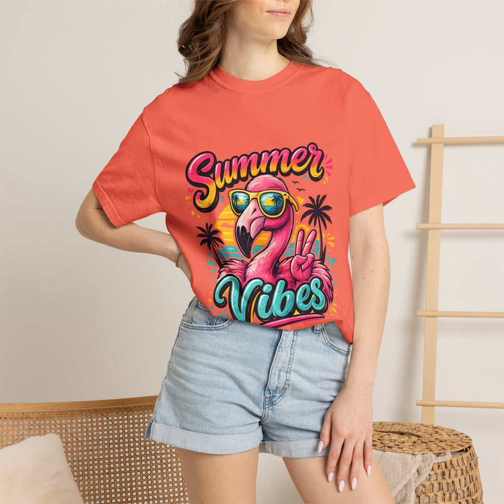 Summer Vibes Flamingo T-Shirt | Tropical Beach Graphic