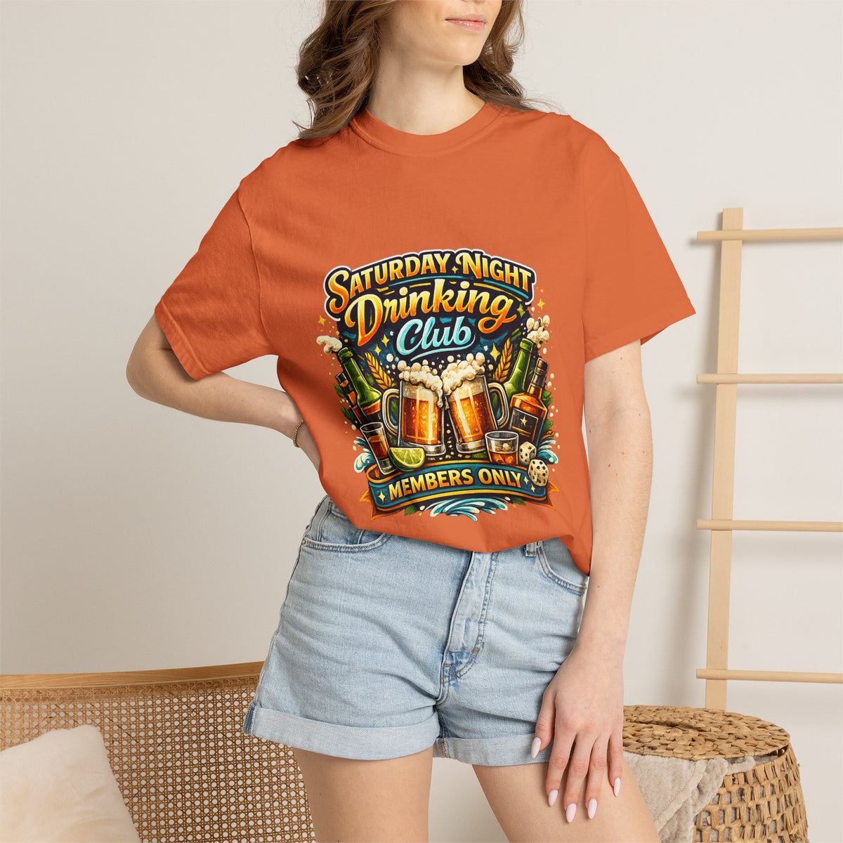 Saturday Night Drinking Club T-shirt | Beer Glasses, Bottles, Members Only