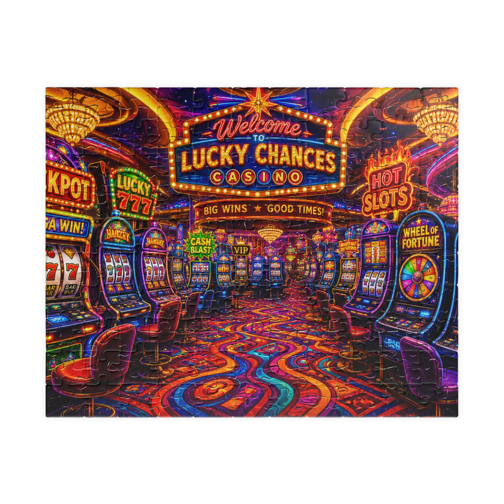Neon Casino Arcade Scene Puzzle 1014-Piece | Vegas Slots Jigsaw