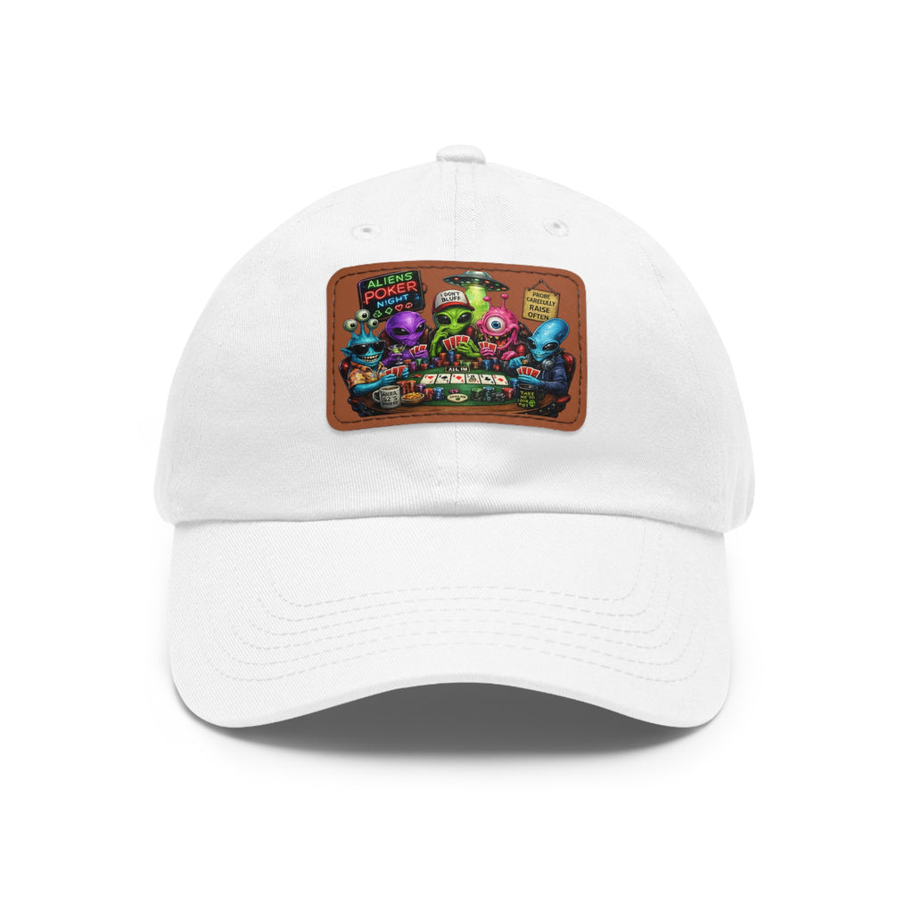 Alien Poker Crew Dad Hat | Leather Patch Baseball Cap