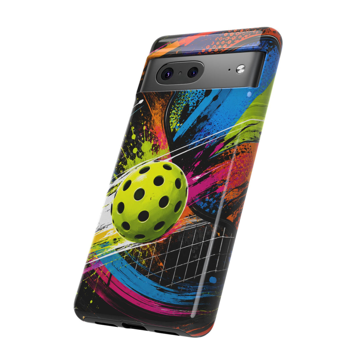 Pickleball Phone Case – Neon Paddle & Ball Splash Tough Case