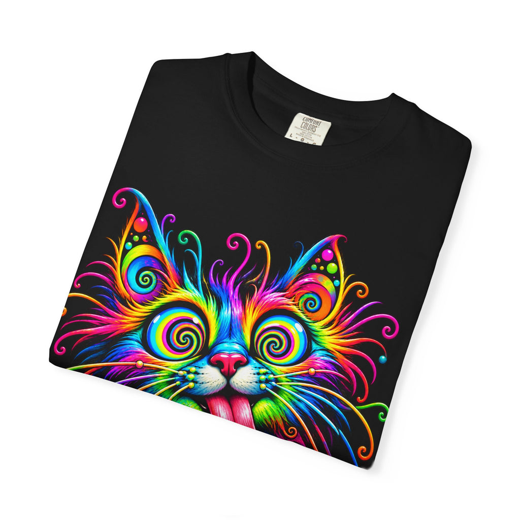 Psychedelic Rainbow Cat T-Shirt — Colorful Funky Cat Graphic Tee