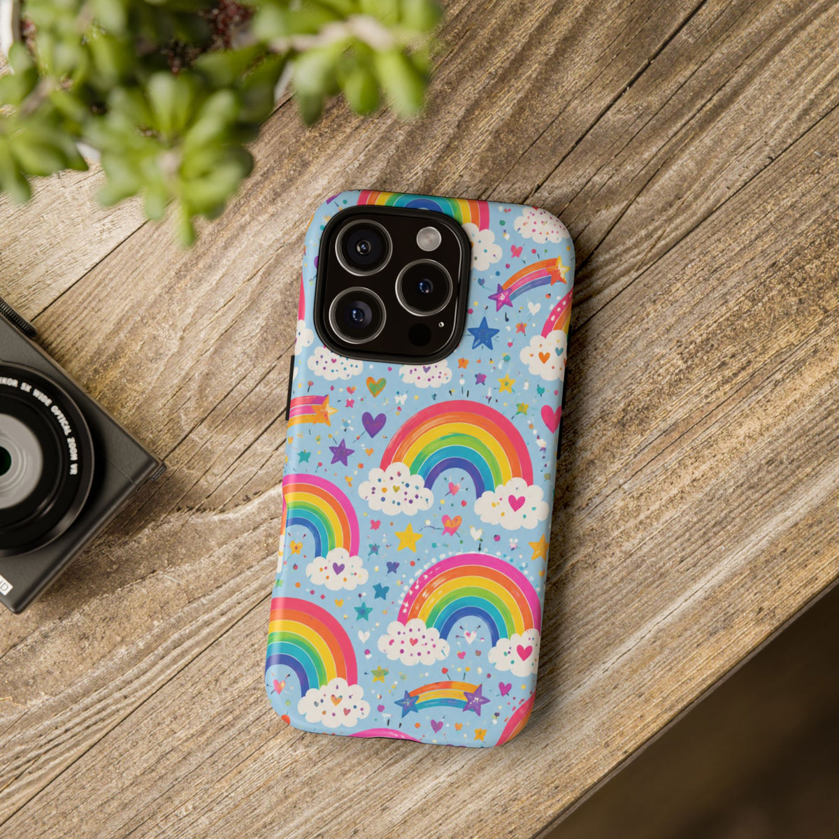 Rainbow Clouds Phone Case — Cute Pastel Rainbow Pattern Tough Case