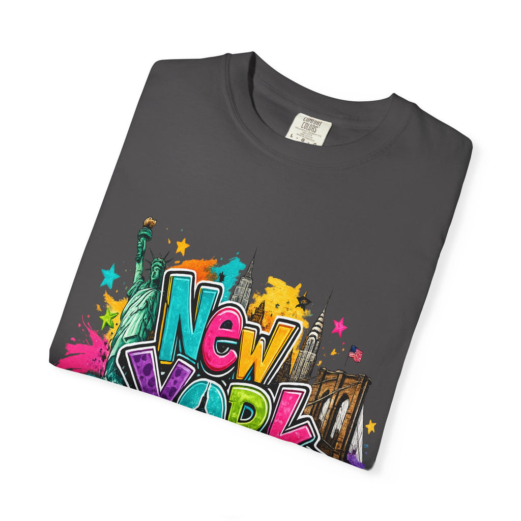 New York Graffiti Skyline T-shirt | Cityscape Taxi Brooklyn Bridge