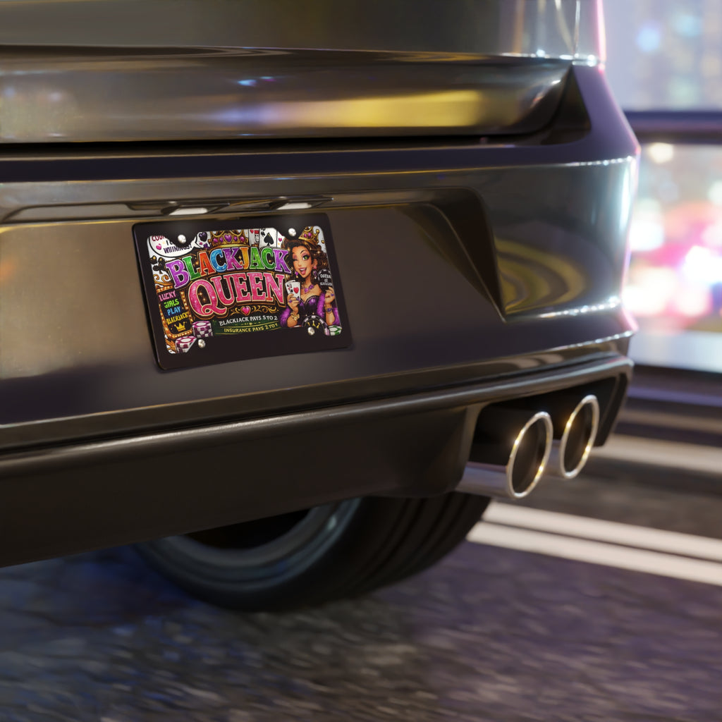 Blackjack Queen Vanity Plate | Casino Pinup License Tag