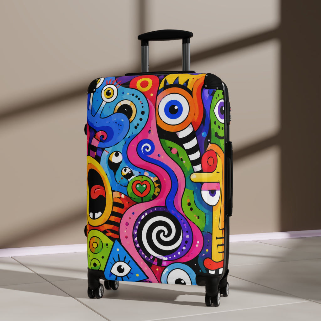 Colorful Abstract Art Suitcase – Vibrant Pop-Modern Carry-On for Travelers