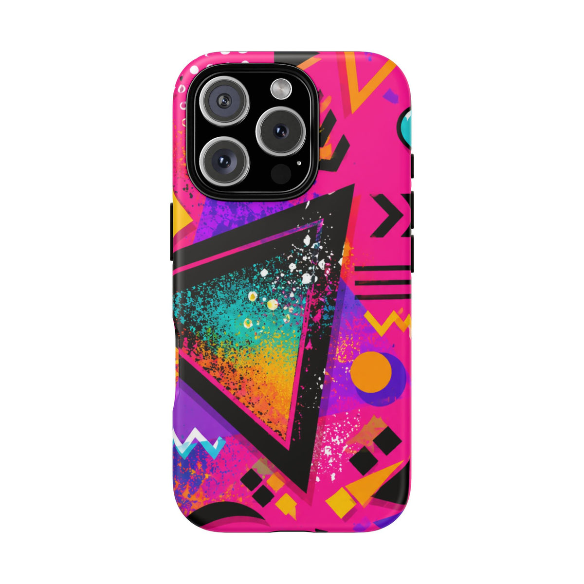 Retro 80s Geometric Phone Case — Neon Triangle Tough Case