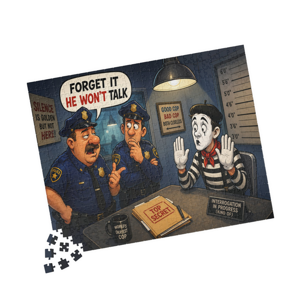 Silent Mime Interrogation Puzzle | Funny Police Cartoon Jigsaw
