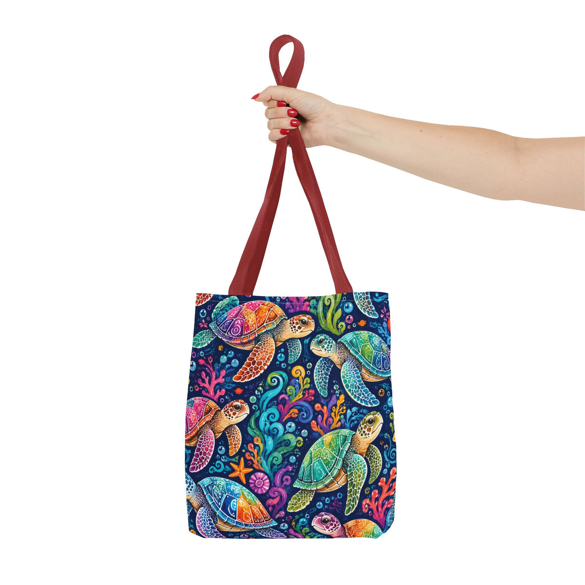 Colorful Sea Turtles Tote Bag — Vibrant Ocean Art Beach Tote