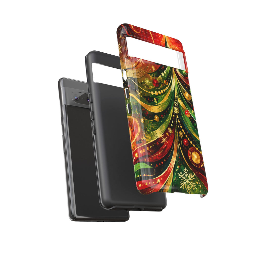 Christmas Tree Tough Phone Case — Festive Red & Green Holiday Phone Cover