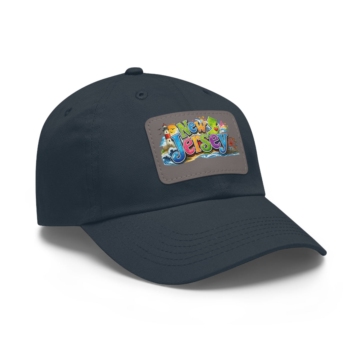 New Jersey Patch Logo Dad Hat | Leather Rectangle Patch