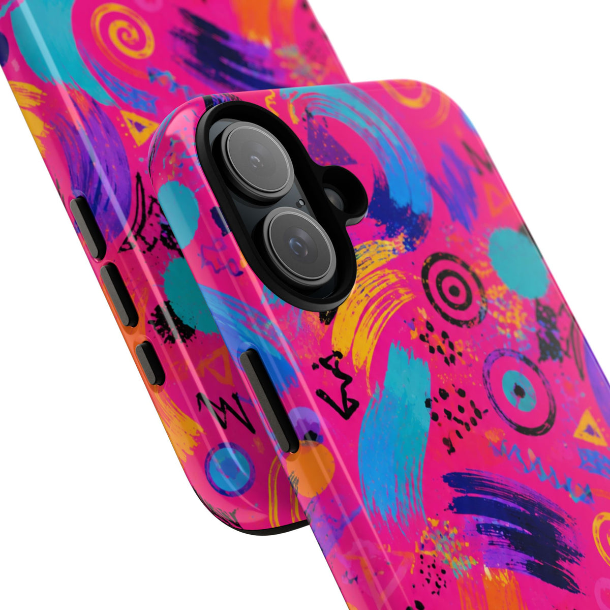 Neon Retro Abstract Tough Phone Case — 80s Brushstroke Pattern