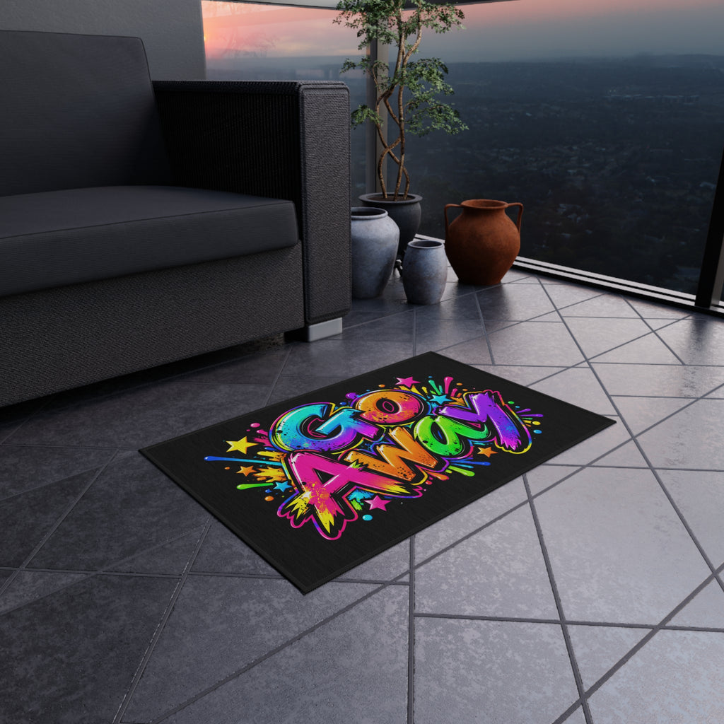 Outdoor Rug — Colorful Graffiti "GO AWAY" Doormat