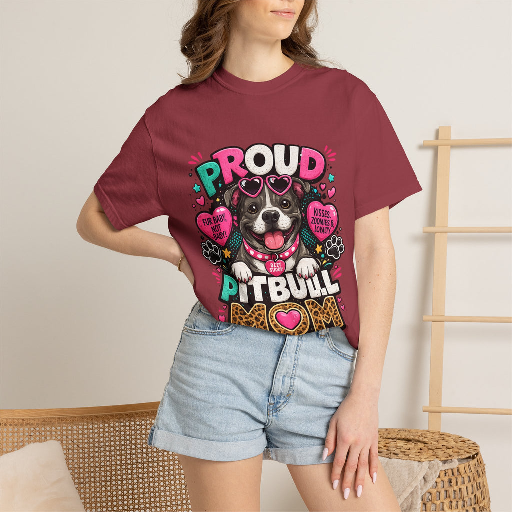 Proud Pitbull Mom T-Shirt | Cute Pitbull Illustration