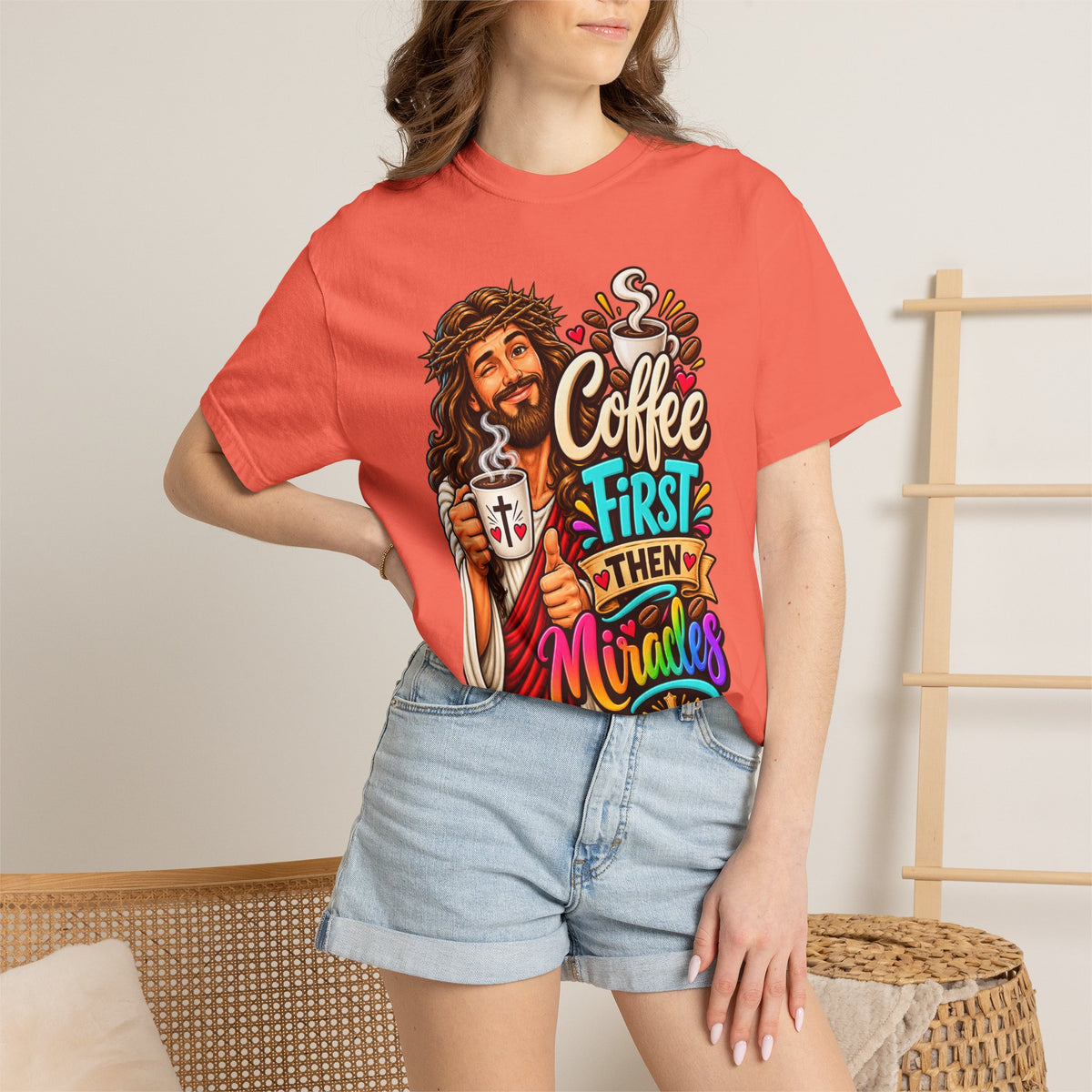 Coffee First Then Miracles Jesus T-Shirt