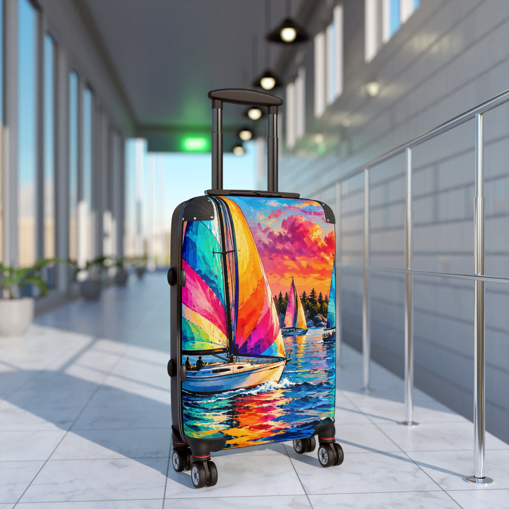 Sailboat Sunset Suitcase — Colorful Seascape Carry-On Luggage