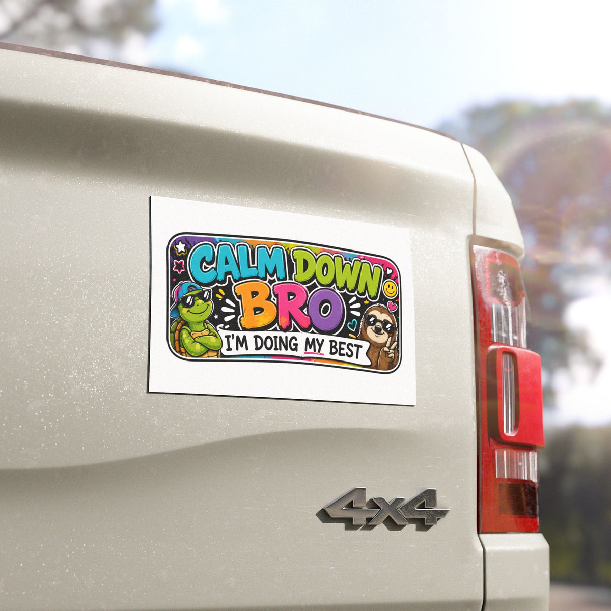 Calm Down Bro I'm Doing My Best Car Magnet | Funny Sloth Turtle