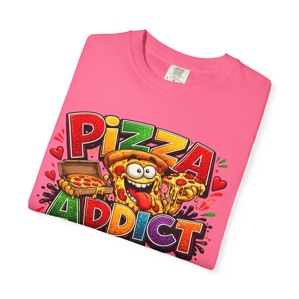 Pizza Addict T-shirt | Cartoon Slice Graphic, Funny Food Tee