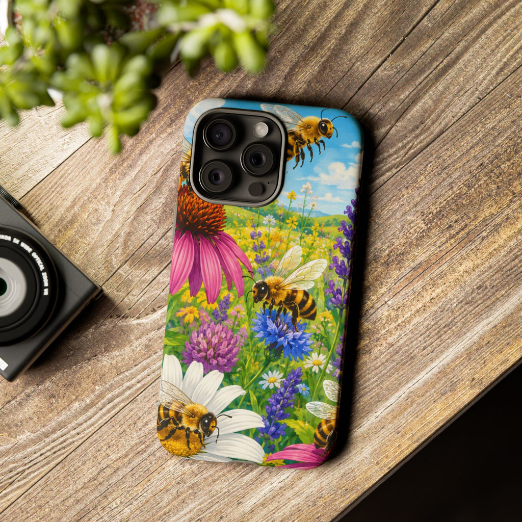 Bee Meadow Phone Case — Floral Honeybee Protective Cover