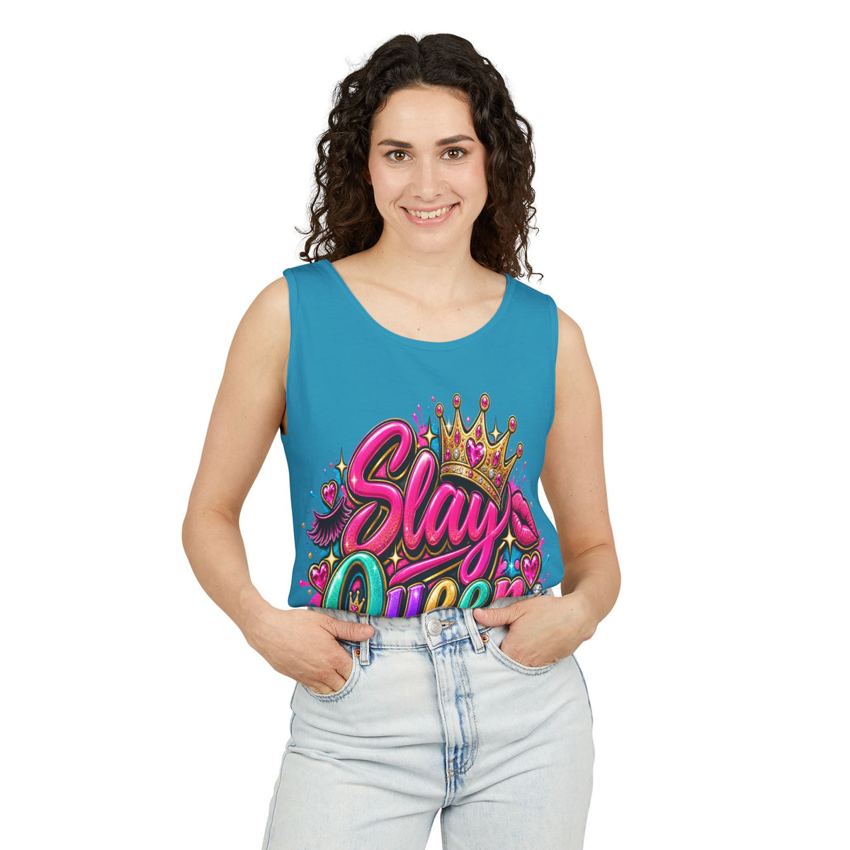 Slay Queen graffiti crown Tank Top | colorful lettering street art