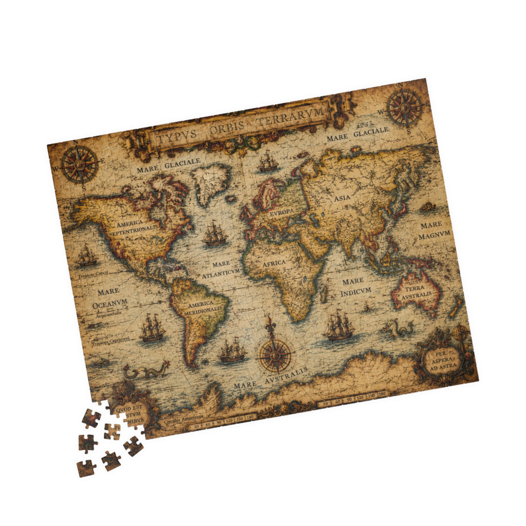 Vintage World Map Jigsaw Puzzle — Antique Nautical 252/520/1014-Piece