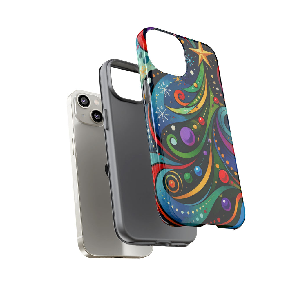 Colorful Swirl Christmas Tree Tough Phone Case
