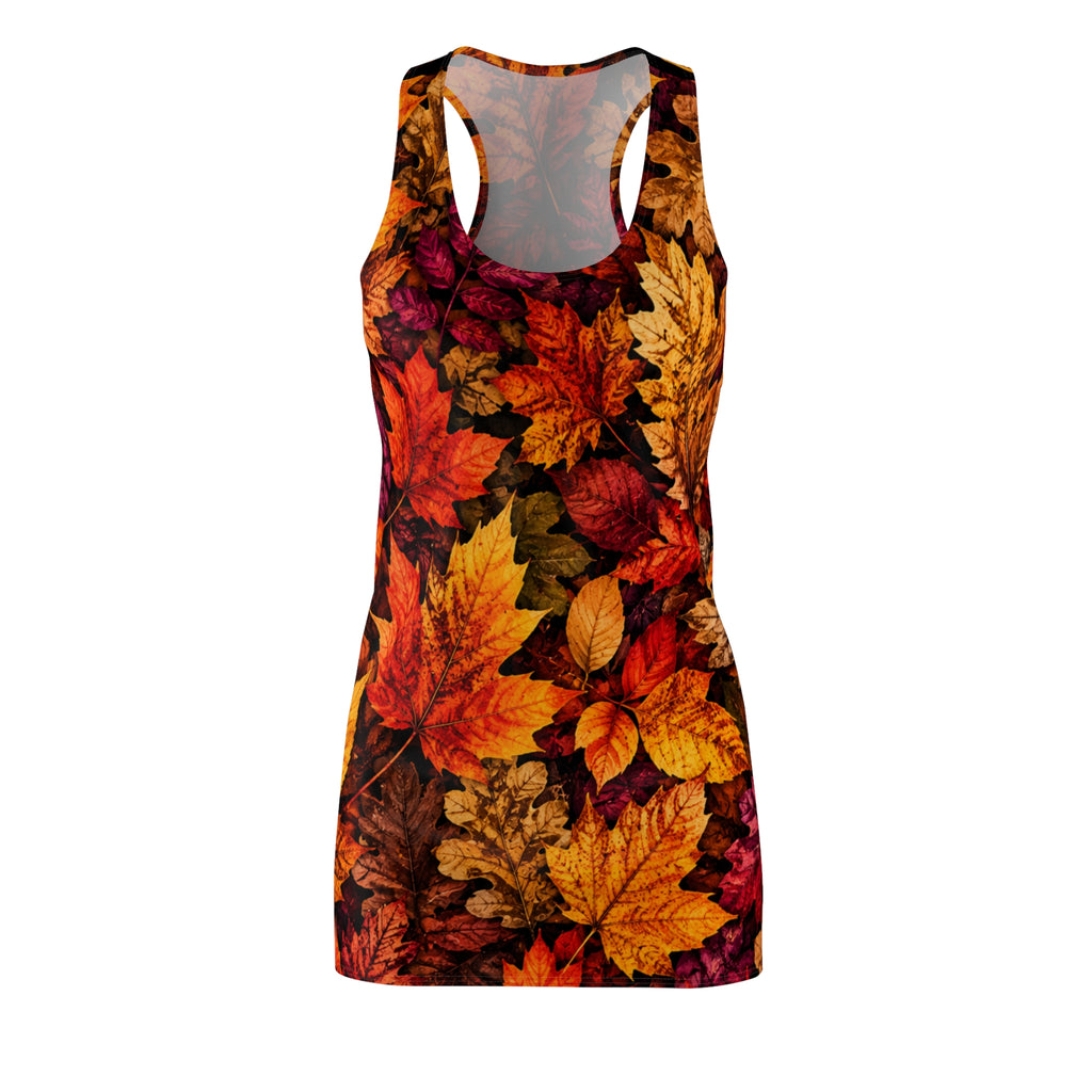 Autumn Leaves Racerback Dress – Fall Foliage All-Over Print