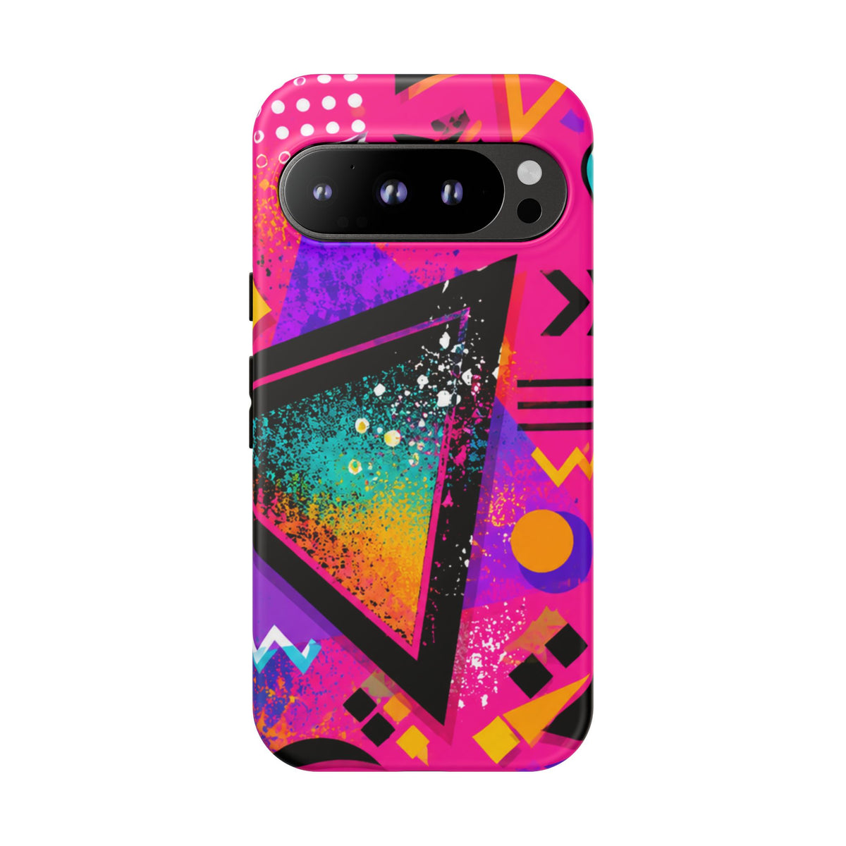 Retro 80s Geometric Phone Case — Neon Triangle Tough Case