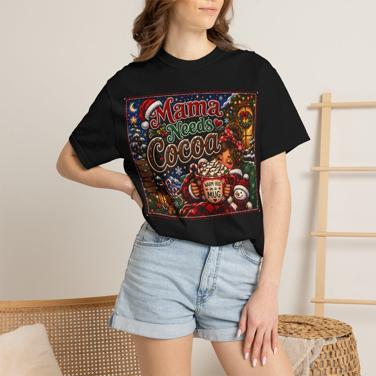 Mama Needs Cocoa Christmas T-Shirt — Cozy Holiday Hot Cocoa Graphic Tee