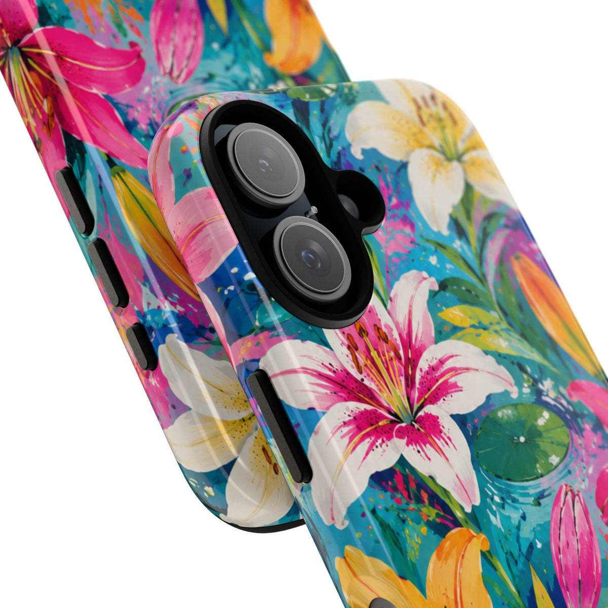 Floral Lily Tough Phone Case — Colorful Tropical Flower Protective Cover