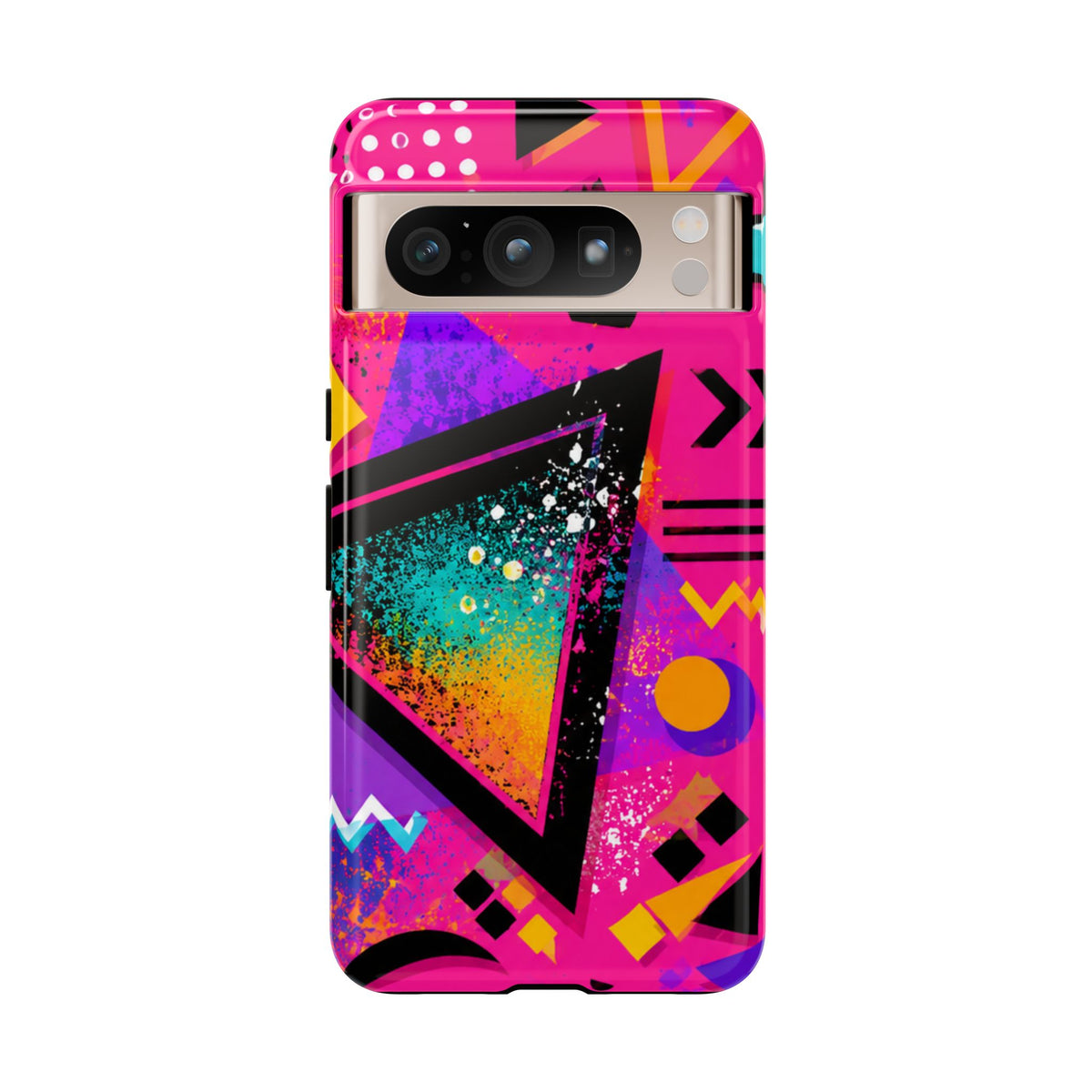 Retro 80s Geometric Phone Case — Neon Triangle Tough Case