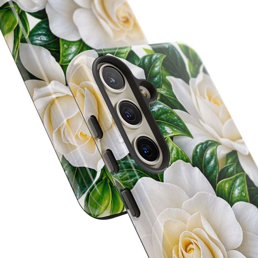 Floral Camellia Tough Case — White Gardenia Phone Cover