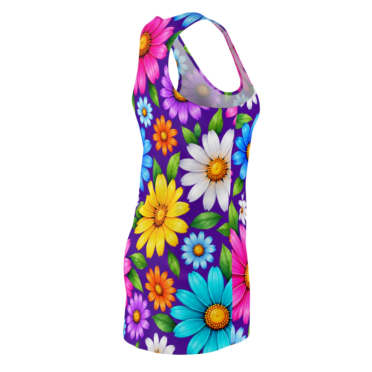 Floral Racerback Dress — Bright Colorful Daisy All-Over Print
