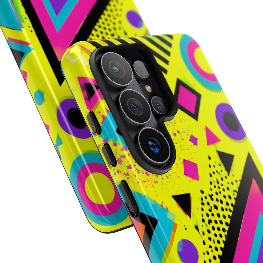 Retro 80s Geometric Phone Case — Neon Memphis Triangle Design