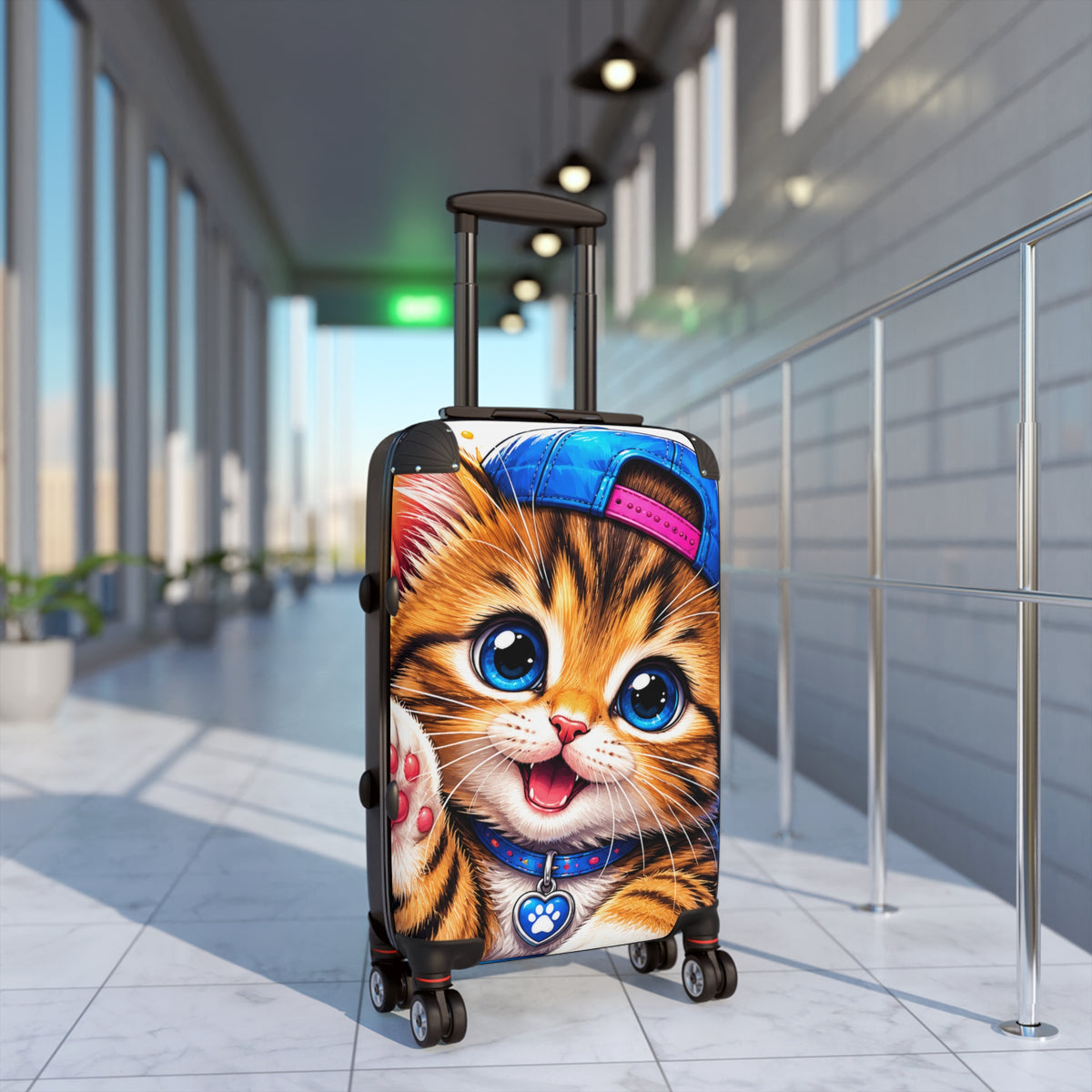 Cute Kitten Carry-On Suitcase – Cartoon Cat Travel Luggage