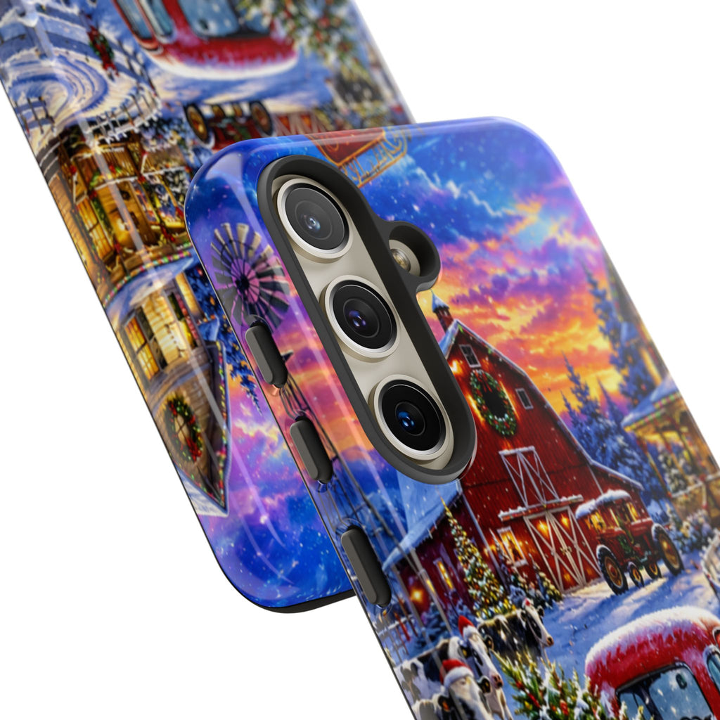 Christmas Farm Phone Case — Vintage Red Truck in Snowy Holiday Scene