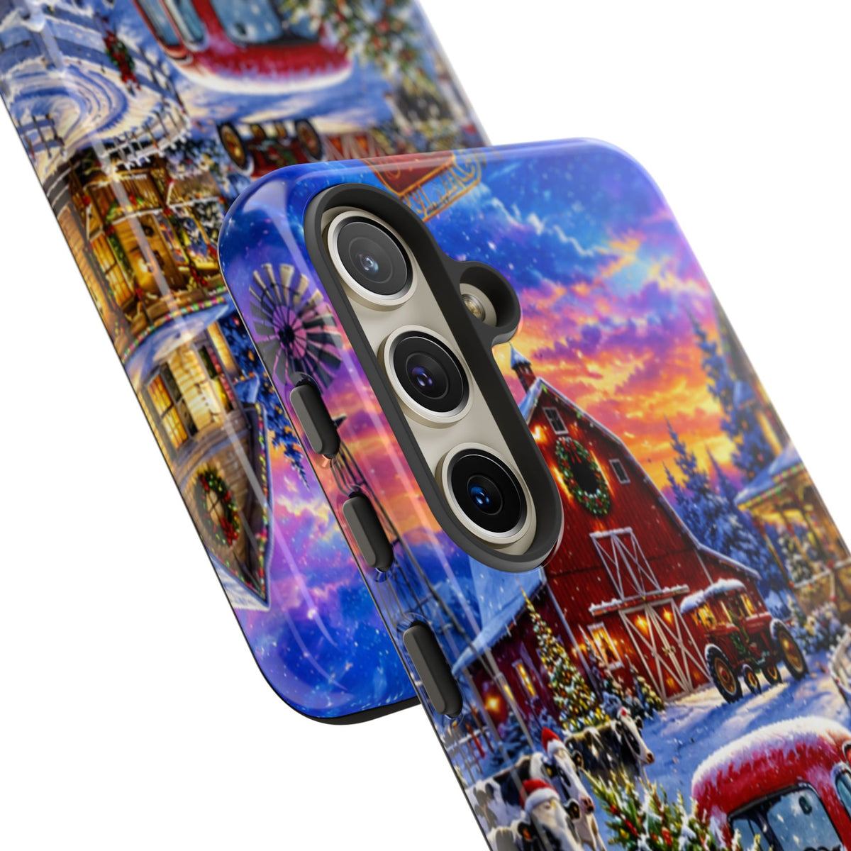Christmas Farm Phone Case — Vintage Red Truck in Snowy Holiday Scene