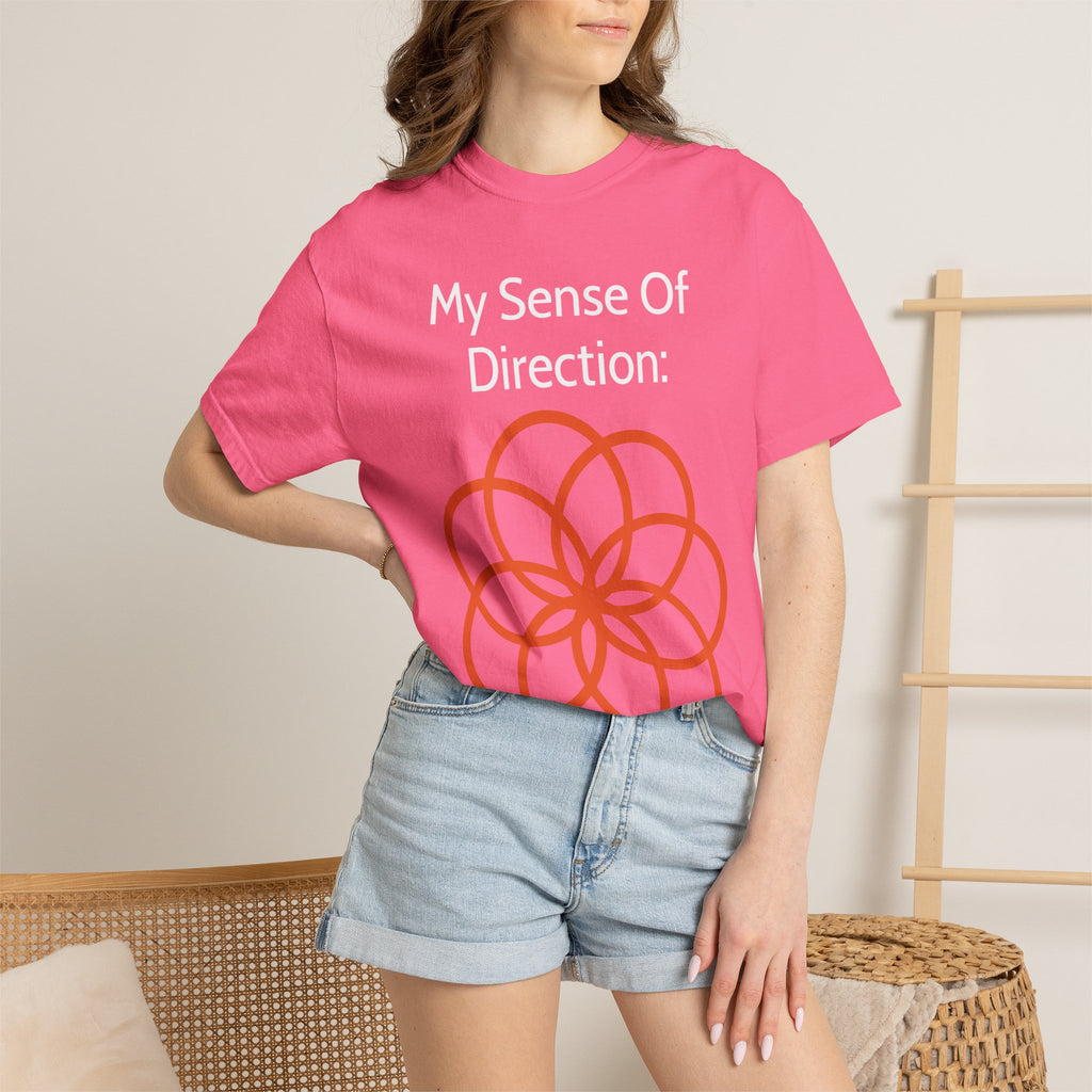 My Sense Of Direction: Compass Flower T-shirt | Funny Directional Tee