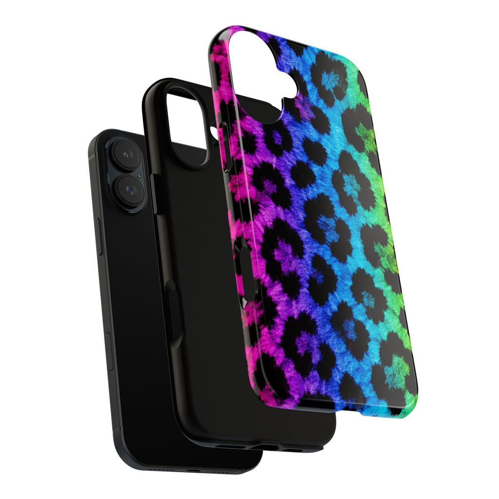 Neon Rainbow Leopard Tough Case – Colorful Animal Print Phone Cover
