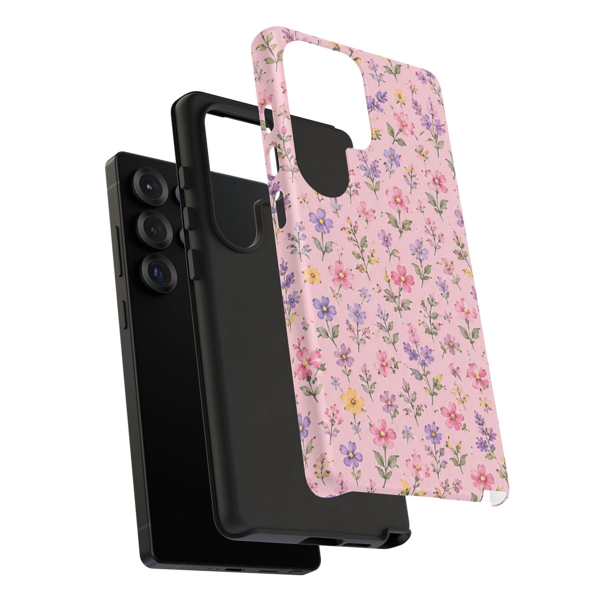 Floral Pink Tough Phone Case — Pastel Wildflower Protective Case