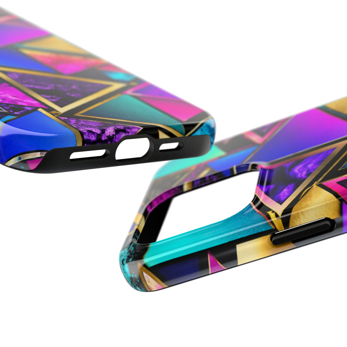 Geometric Neon Triangles Tough Phone Case