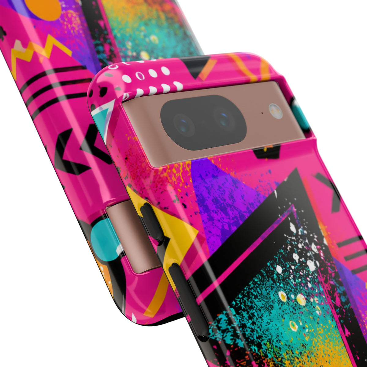 Retro 80s Geometric Phone Case — Neon Triangle Tough Case