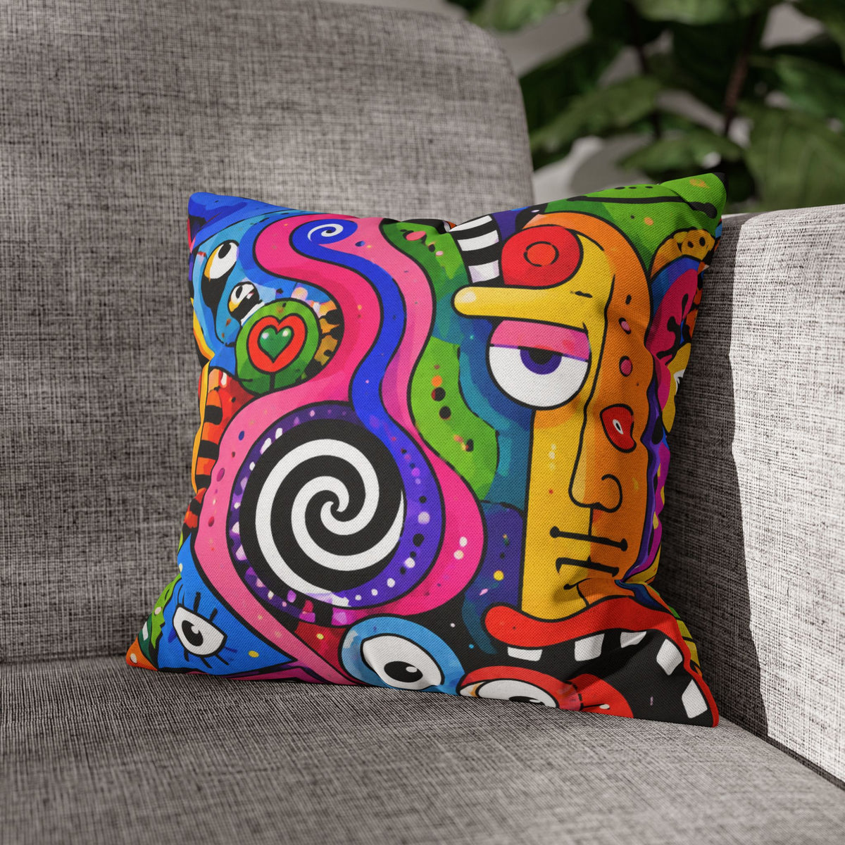 Colorful Abstract Doodle Pillowcase | Spun Polyester Square Pillowcase