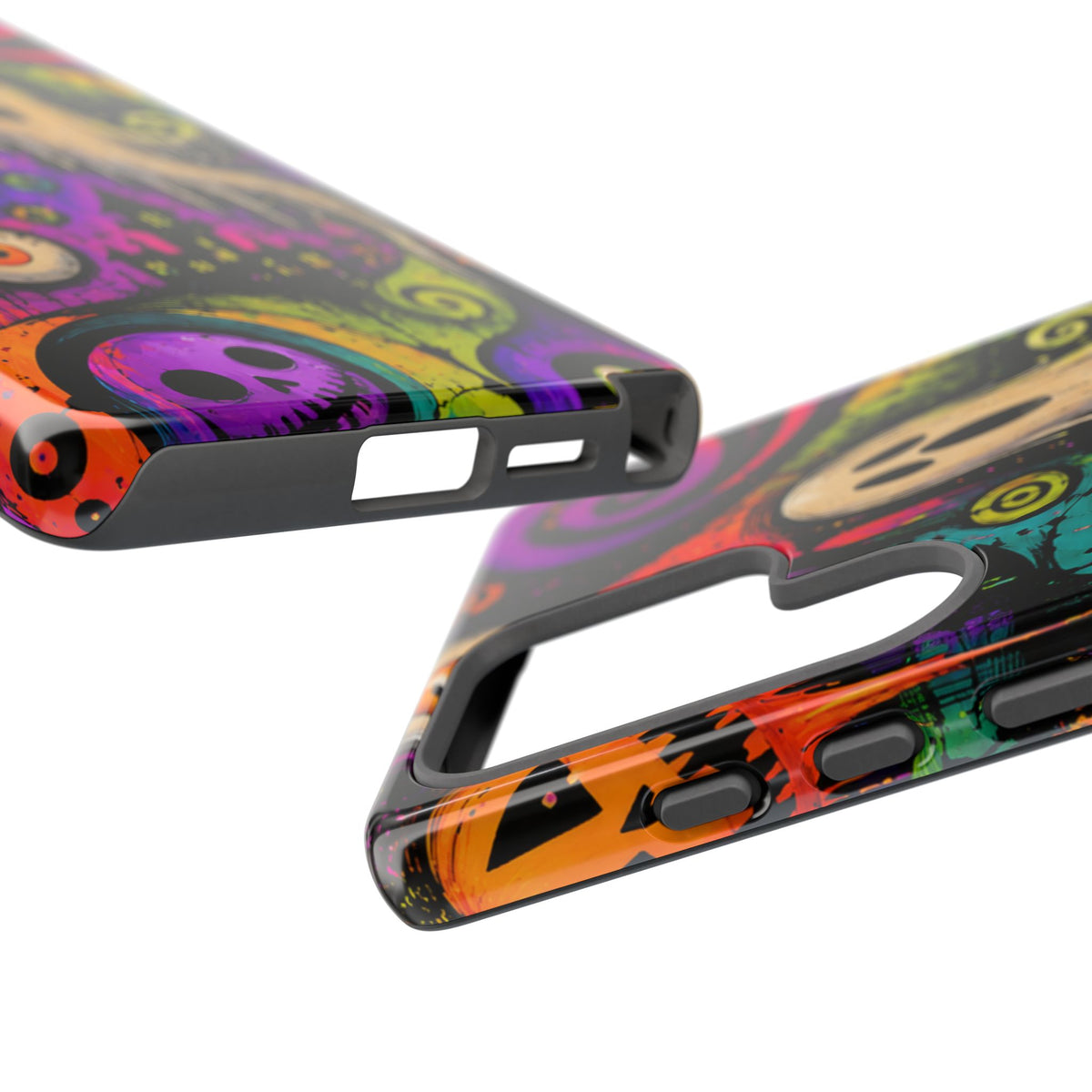 Halloween Ghost Phone Case — Colorful Spooky Skull & Haunted House Tough Case