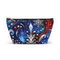 Winter Floral Accessory Pouch — Snowflake Cosmetic Bag with T-Bottom