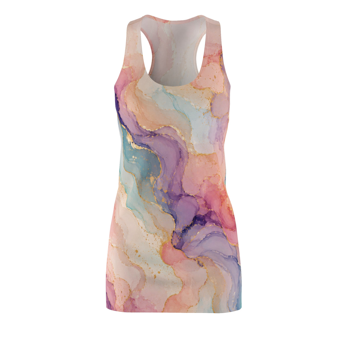 Watercolor Marble Print Racerback Dress | Pastel Abstract Swirls
