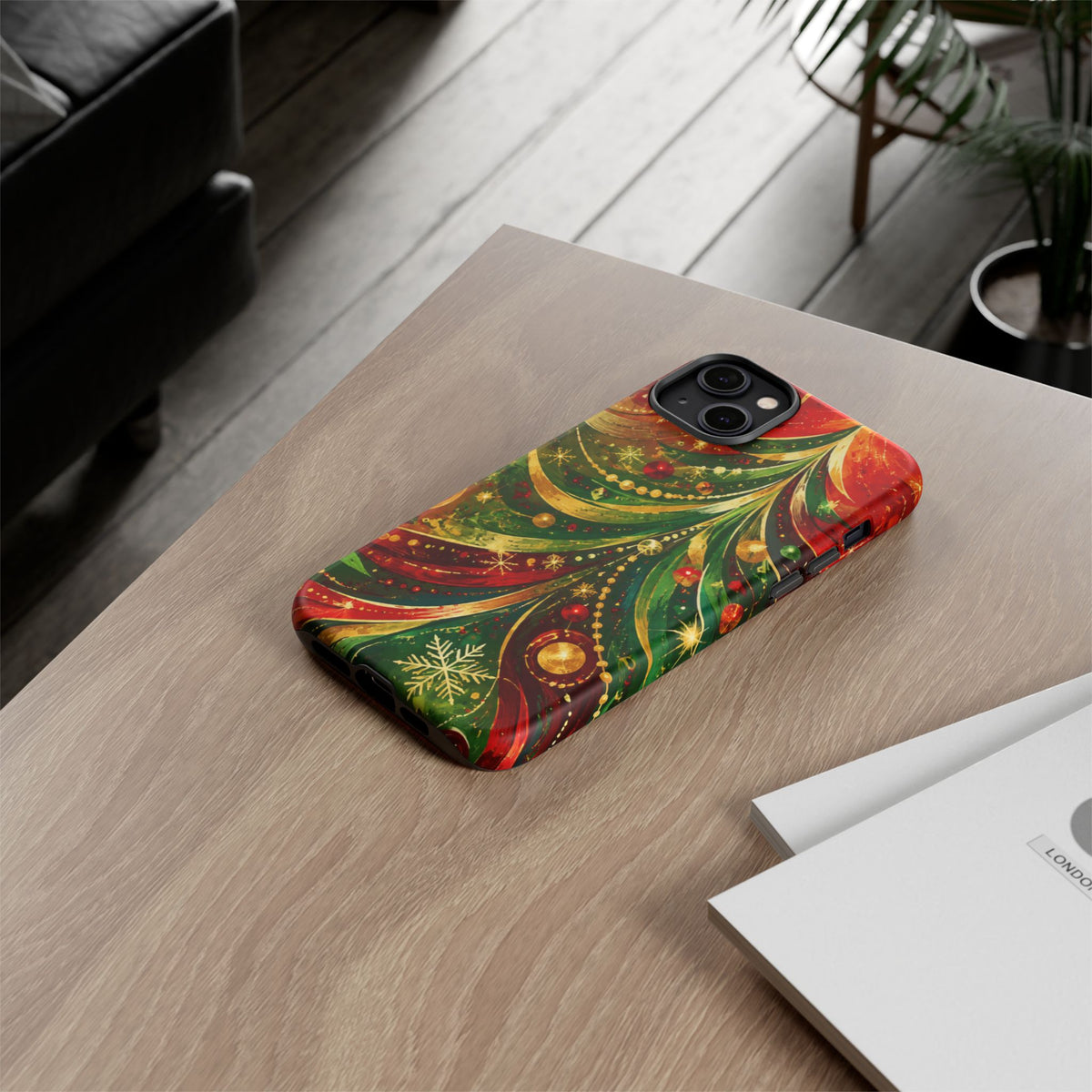 Christmas Tree Tough Phone Case — Festive Red & Green Holiday Phone Cover